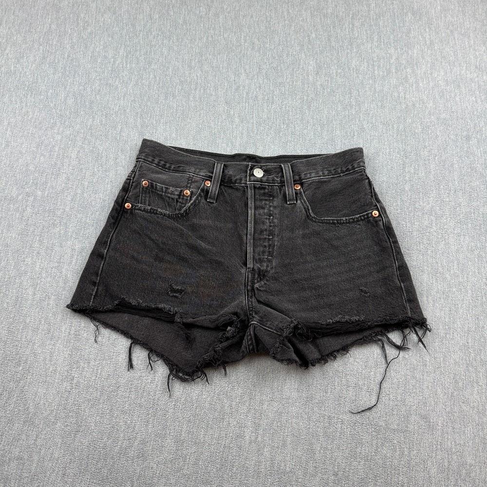 Levis Shorts Womens 27 Black 501 Denim Jean Original‎ Fit High Rise Button Fly